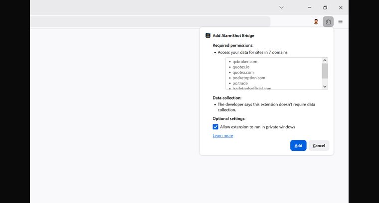 Firefox asks once, and the extension is in